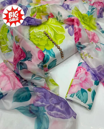 Digital Printed 3 Piece Swiss Cambric Cotton  With Silk Dupatta Collection  112 (unstitch)